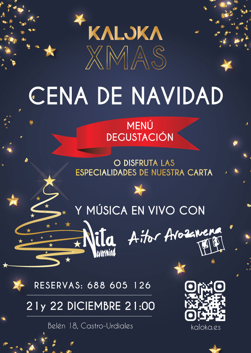 Cartel Cena de Navidad 2022 en Kaloka Castro-Urdiales